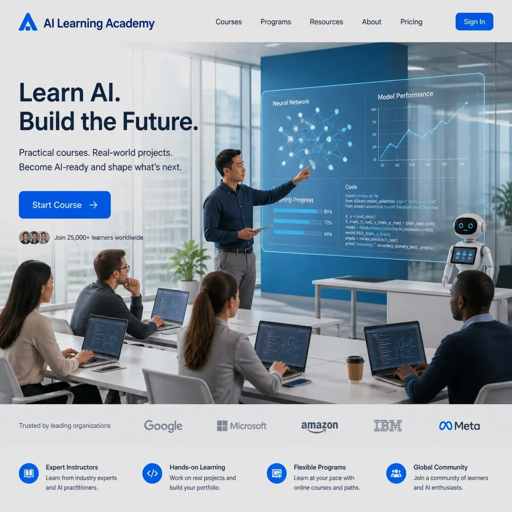 Instructor guiding learners through practical AI project